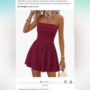 Strapless Burgundy romper